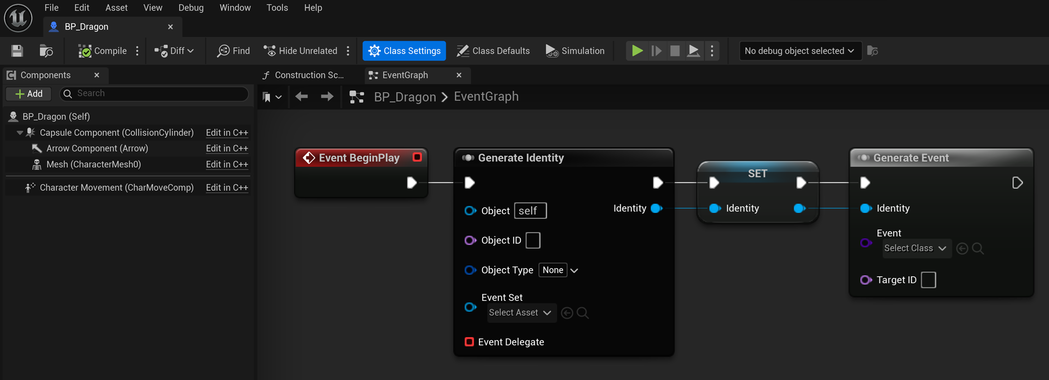 Generate event in dragon class