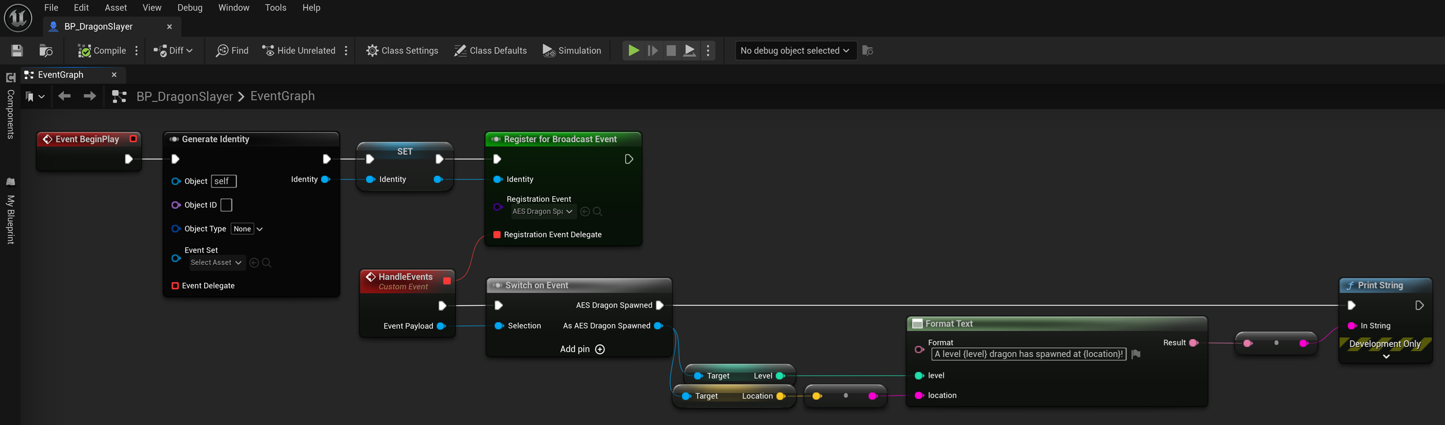 Spawn blueprint print string
